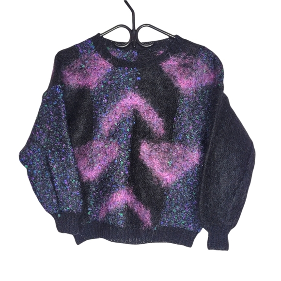 Vintage black and purple wool sweater - Picture 6 of 10